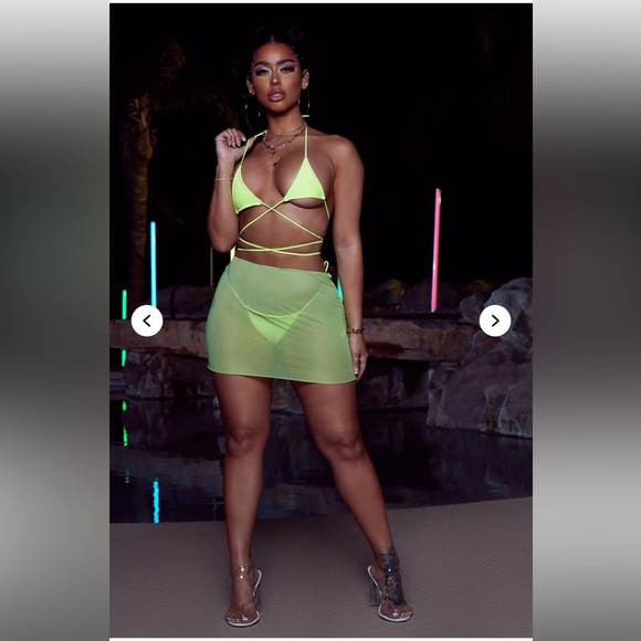 Summer Dreaming 3 Piece Bikini Set - Lime | NWT | Fashion Nova - Picture 2 of 3